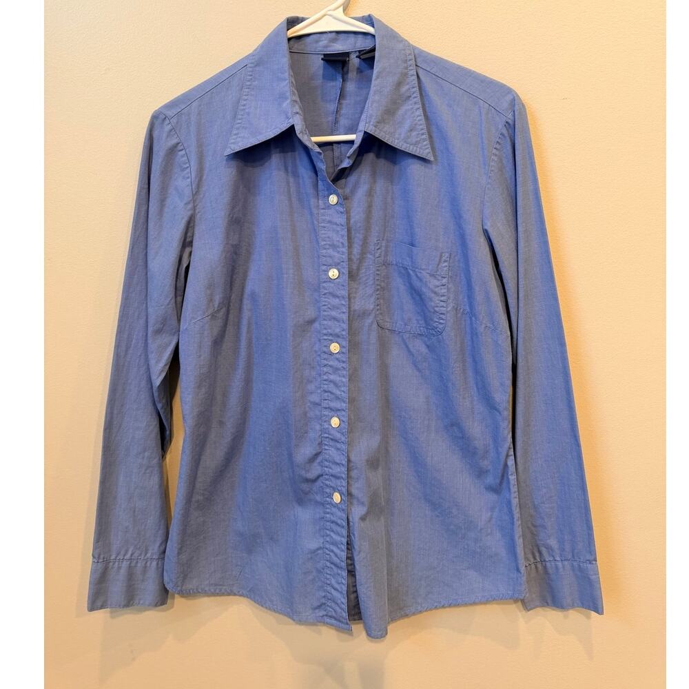 Gap Periwinkle Blue Long Sleeve Button Down Shirt Sharp Collar Women’s Size S